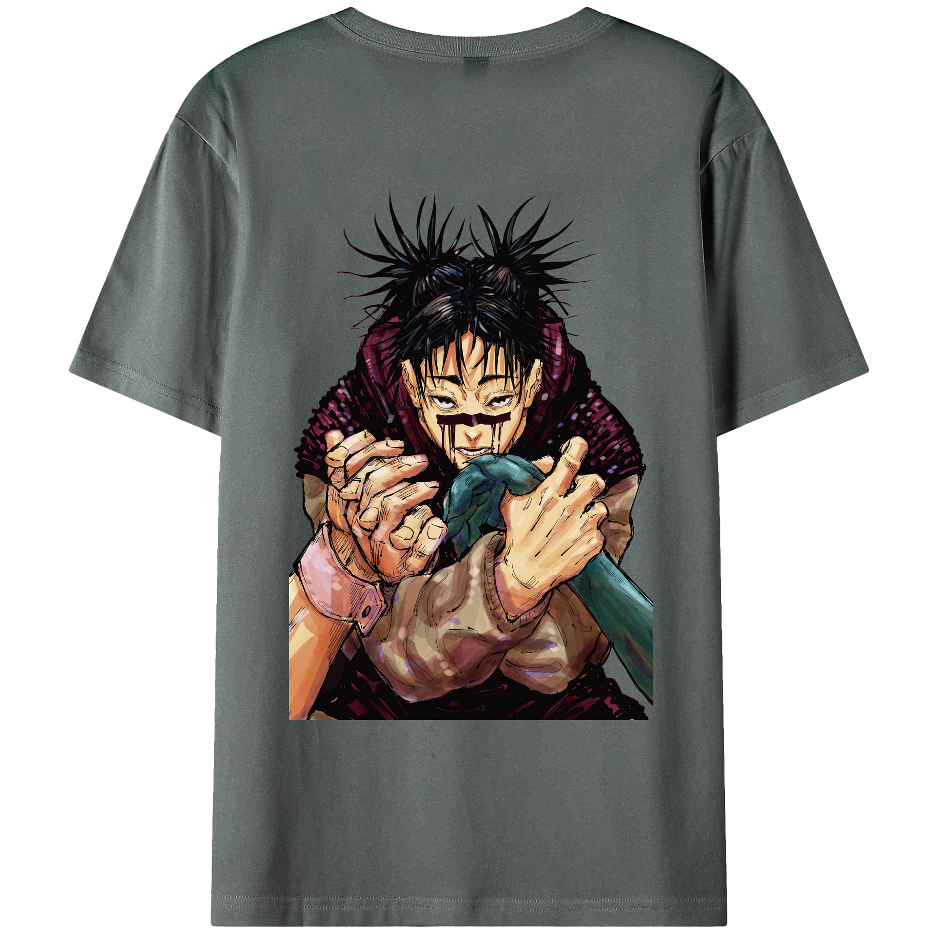 （画像用） 呪術廻戦 Jujutsu Kaisen 綿100％ メンズ半袖Tシャツ（バックプリント） 通気性